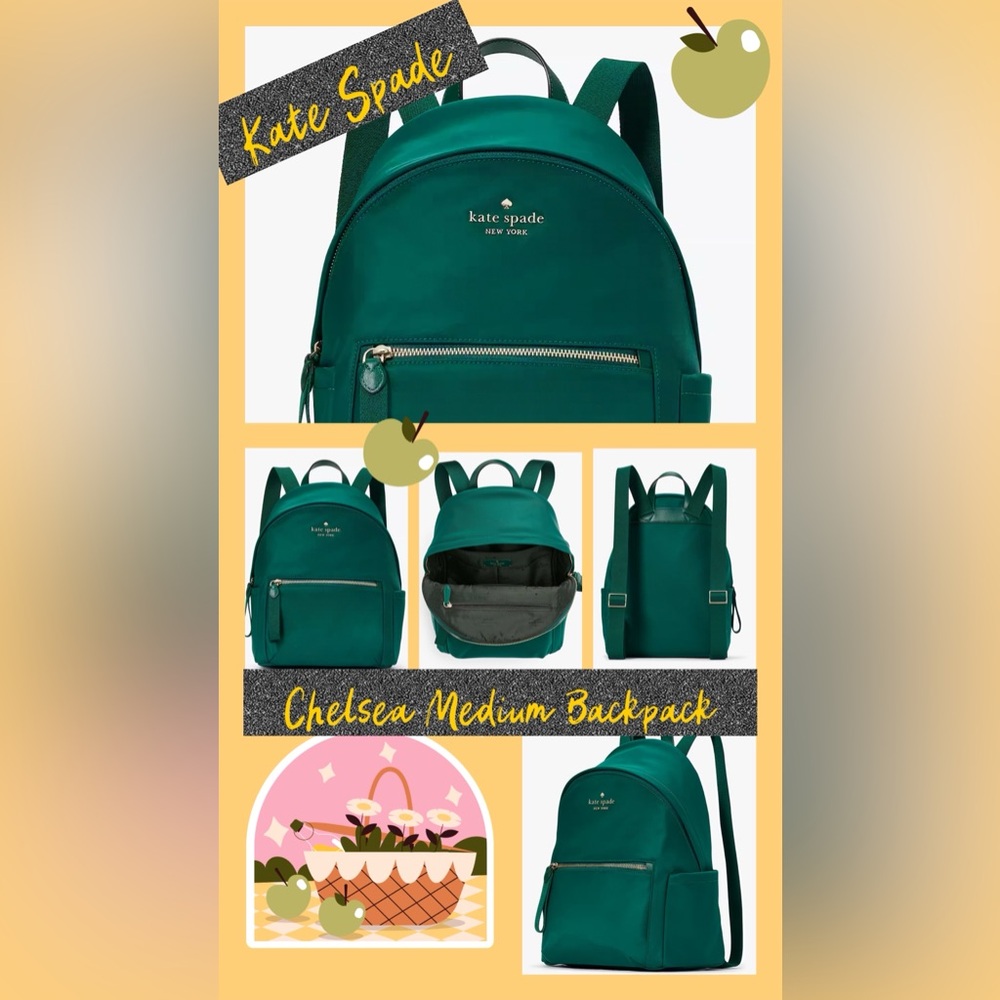 NIP Kate Spade Chelsea Medium Backpack Jade Green